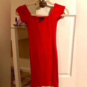 Forever 21 Red ribbed Bodycon Dress Small